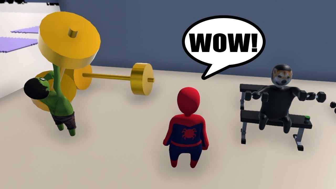 HULK AND SPIDERMAN GYM WORKOUT in HUMAN FALL FLAT