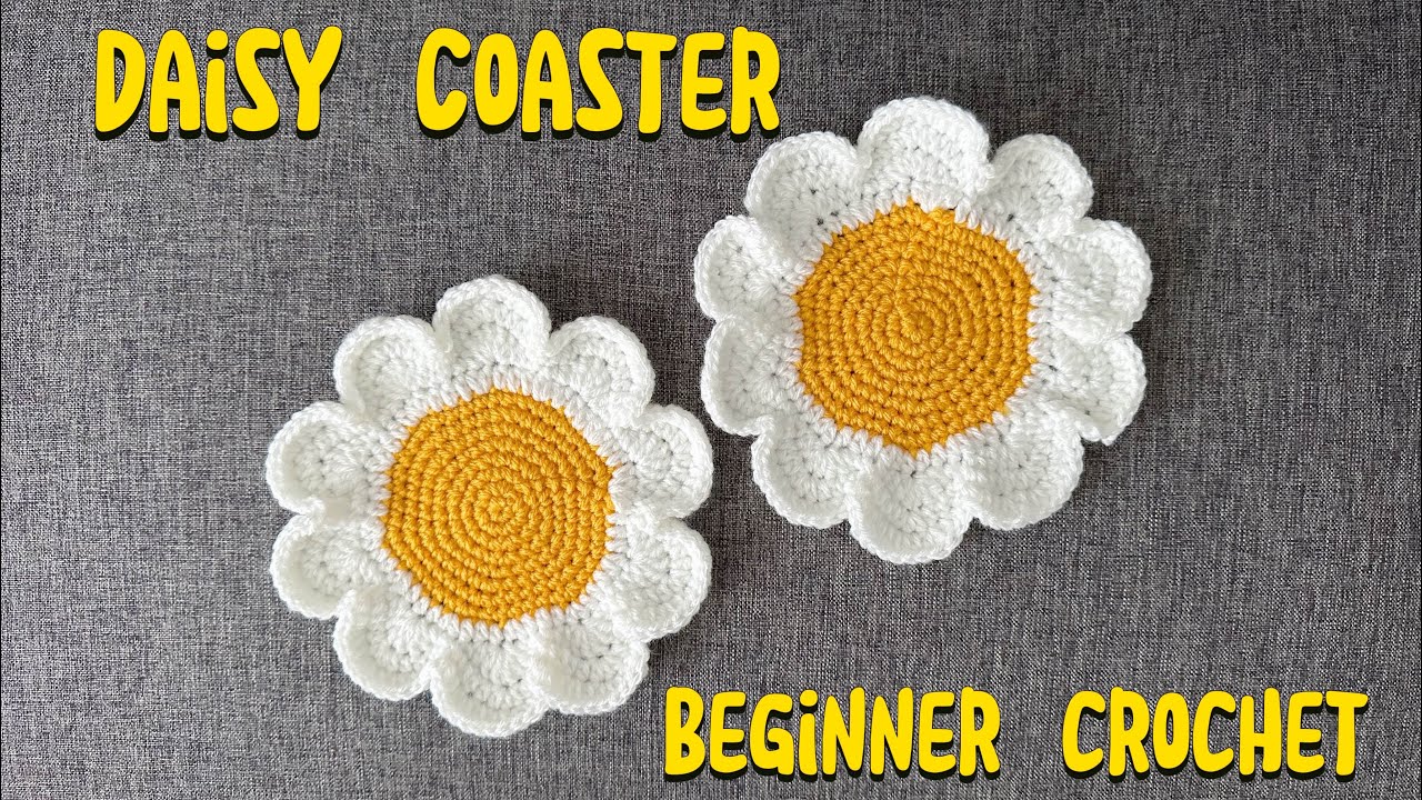 Daisy Coaster Easy Crochet (Medium Size) | DIY | Beginner Tutorial