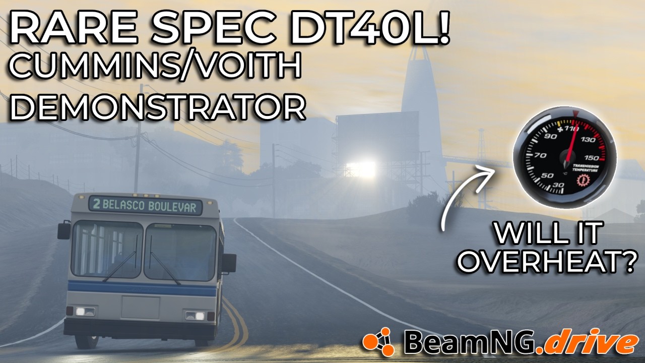 Testing the Demonstrator Voith DT40L in Thick Fog (Cummins ISL) - BeamNG.drive