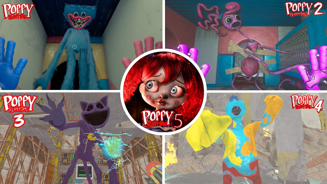 Poppy Playtime: Chapters 1, 2, 3, 4, 5 - All BOSSES and ENDINGS in BRIGHT Mode & Jumpscares #7