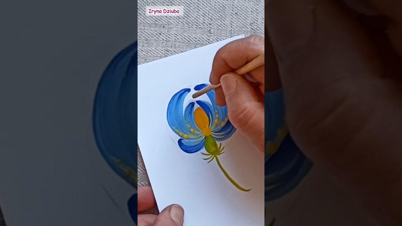 So Satisfying! Blue Petrykivka Flower 🌸✨24s Magic #shorts #art #petrykivka