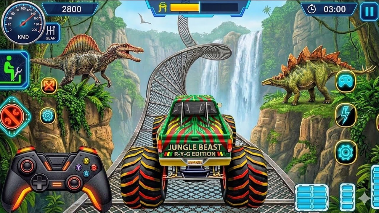 Mega Ramp Monster Truck Stunt Impossible Drive - Car Stunt Racing Game - Android Gameplay #93