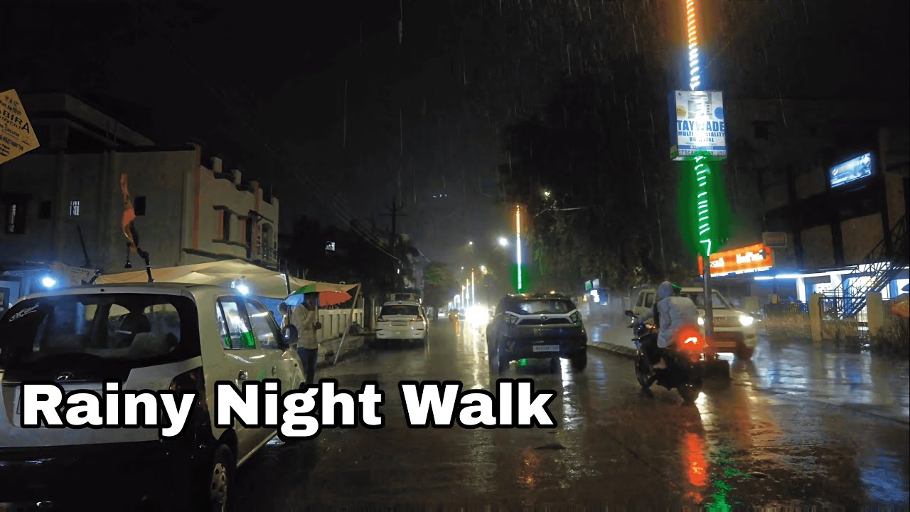 A Rainy Night Walk in Nagpur, India | 4K City Sounds & Rain ASMR
