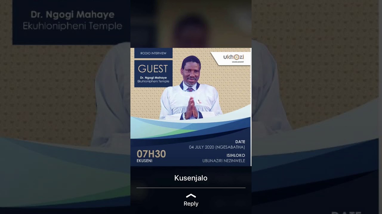Shembe: Dr Ngogi Mahaye  on Ukhozi Fm - Ukuguqulwa koSuku LweSabatha