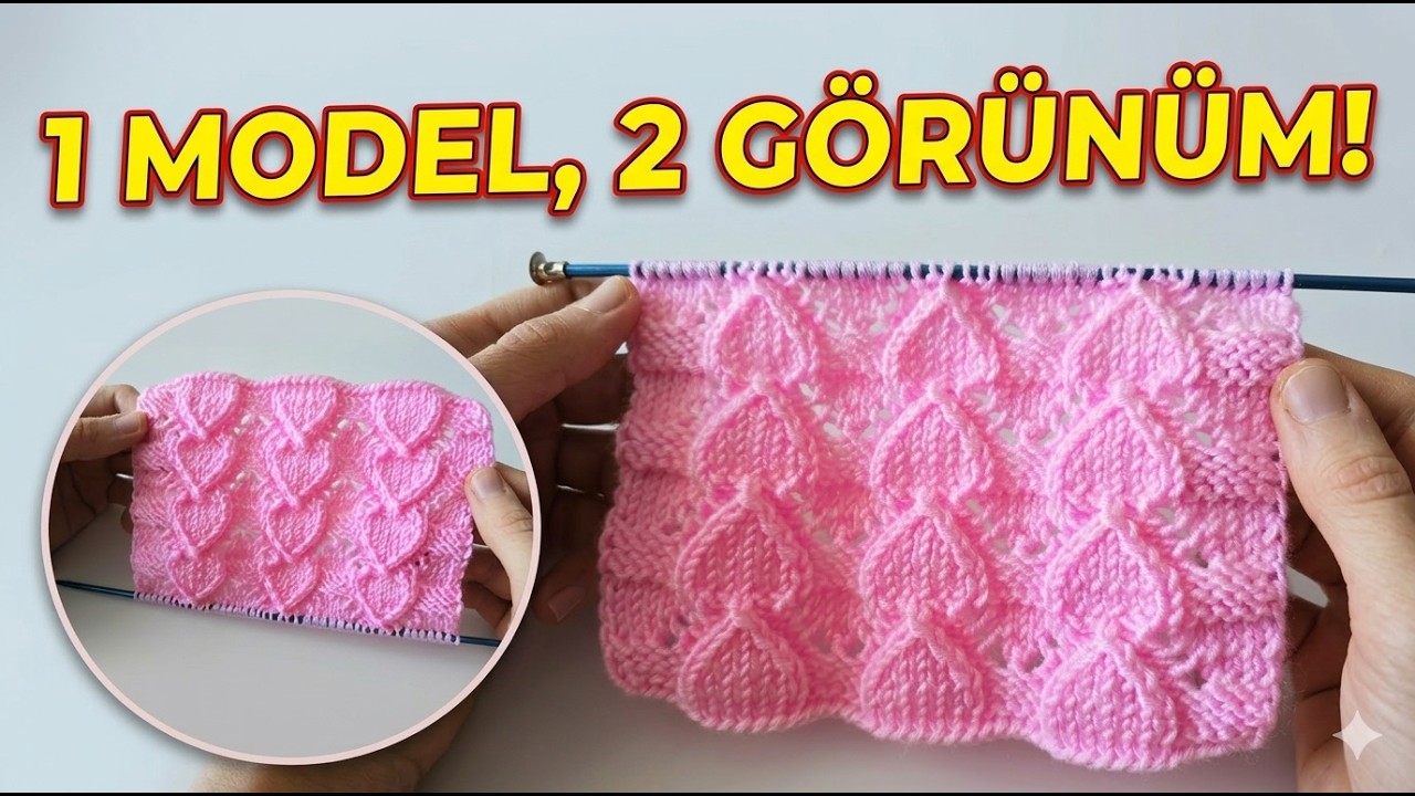 ​🌸Tek Model İki Farklı Görünüm! Hayran Kalacağınız Kalpli Örgü Modeli🌸
