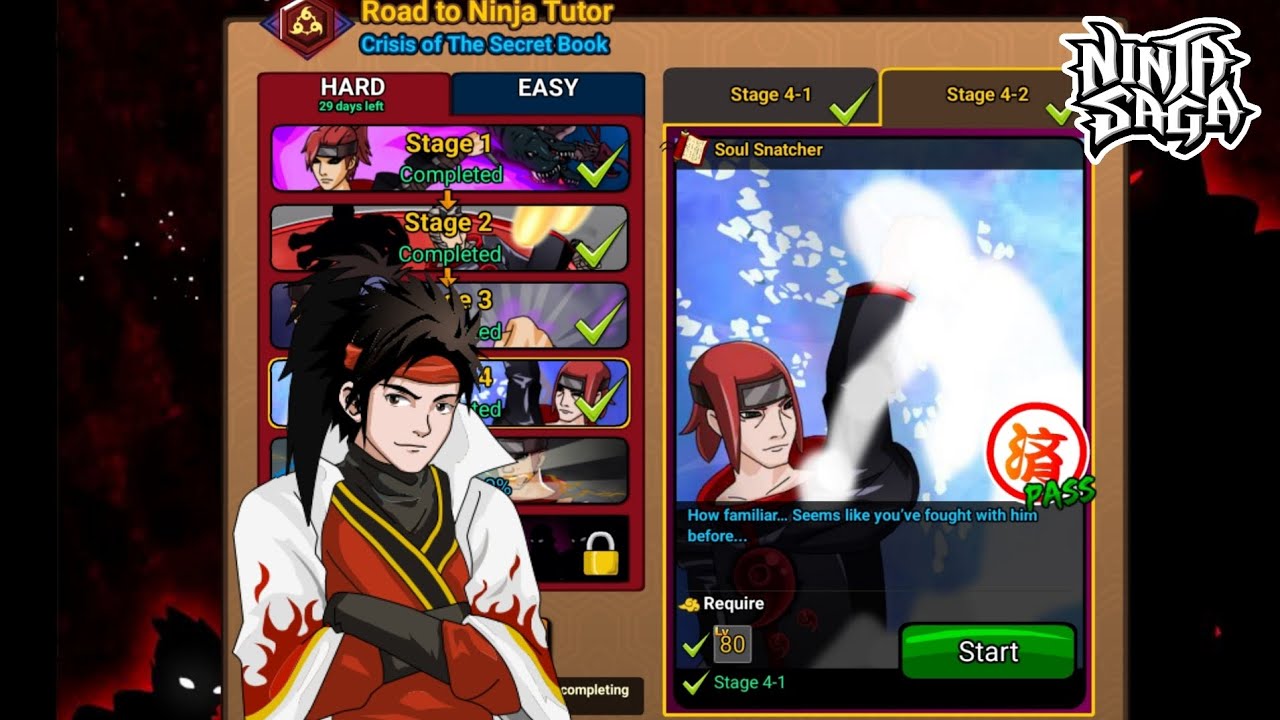 Ninja Saga - Ninja Tutor Exam Stage 4-2 Boss Fight (Solo) 