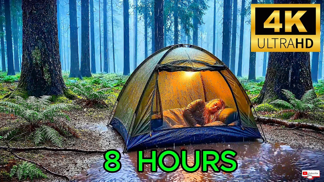 Heavy Rain on Tent in the Deep Forest at Night -8 Hours of Cozy Sleep & Relaxation [4K]#rain #viral