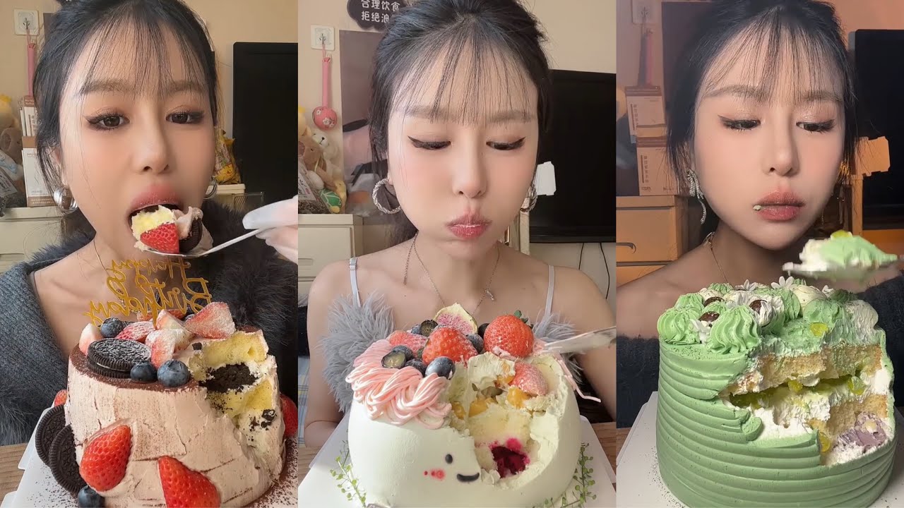 ASMR MUKBANG - MUKBANG SOUND - WHOLE CREAMY CAKE EATING