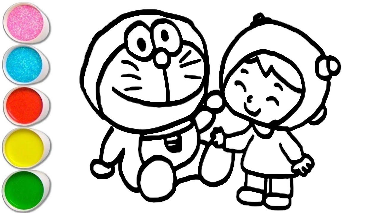 Cute Doramoon with pocoyo Drawing, Painting and Coloring For Kids and Toddlers_ Easy Drawing 