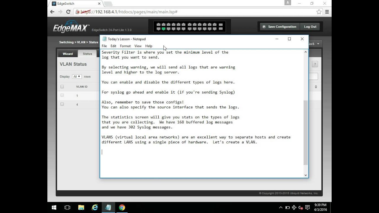 Beginner's Guide to EdgeSwitch Devices - Initial Configuration Part 3 - Logging