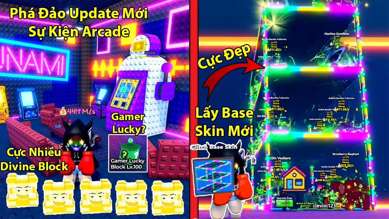 Phá Đảo Update Mới Sự Kiện Arcade Lấy Glitch Base Skin Cực Đẹp Trong Escape Tsunami For Brainrots!