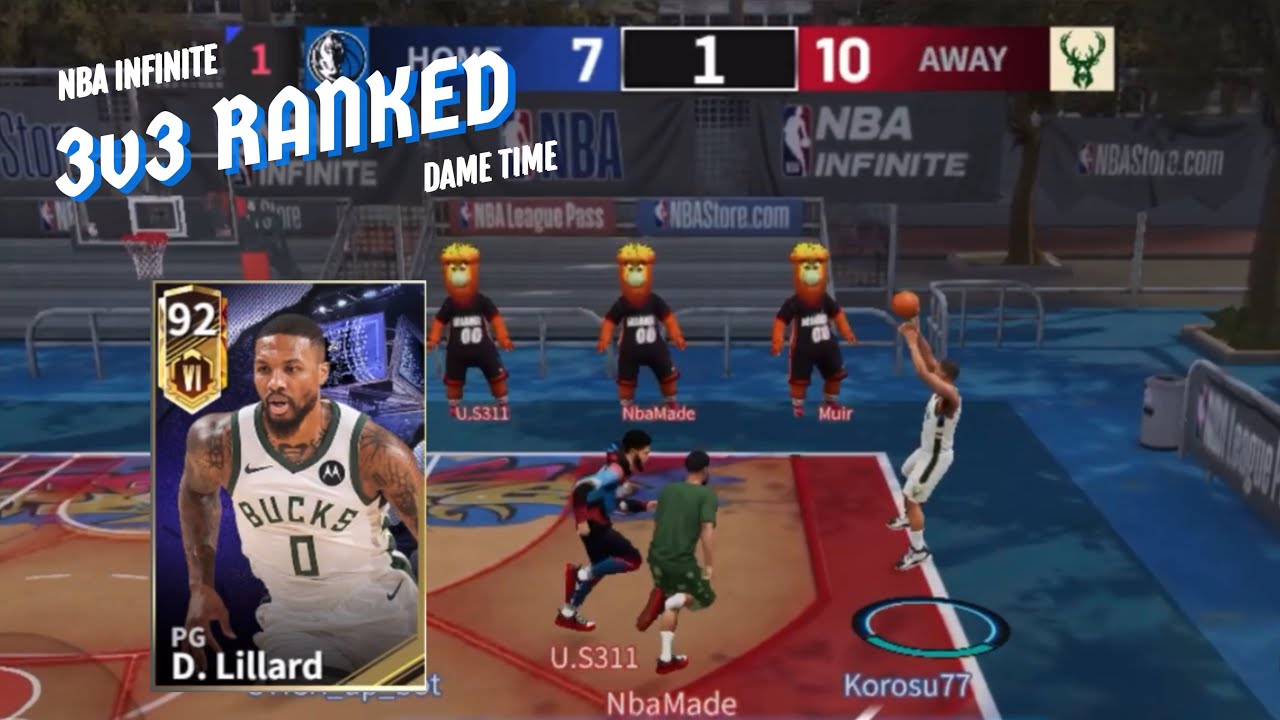 DAME TIME!!! 92 OVR DAMIAN LILLARD IS LETHAL FROM 3 IN 3v3 RANKED | NBA INFINITE GAMEPLAY