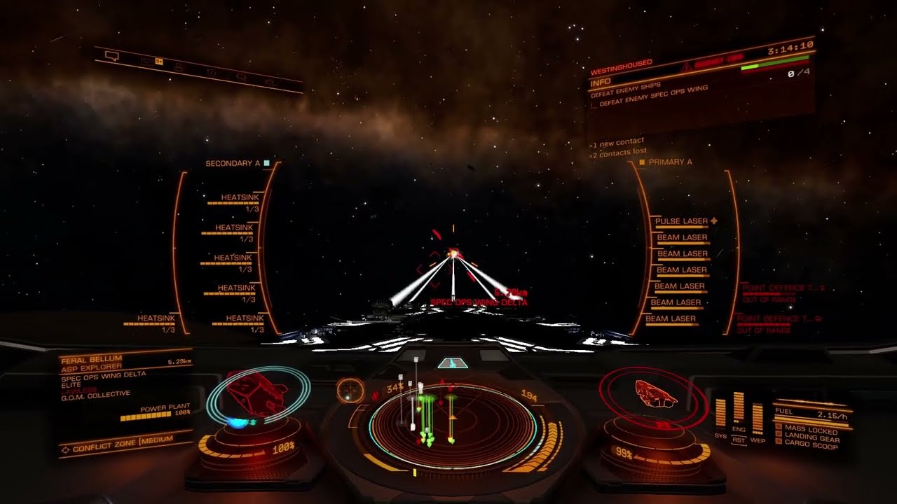 Elite Dangerous Conflict Zone. Testing an All Beam Anaconda with Thermal Conduit.