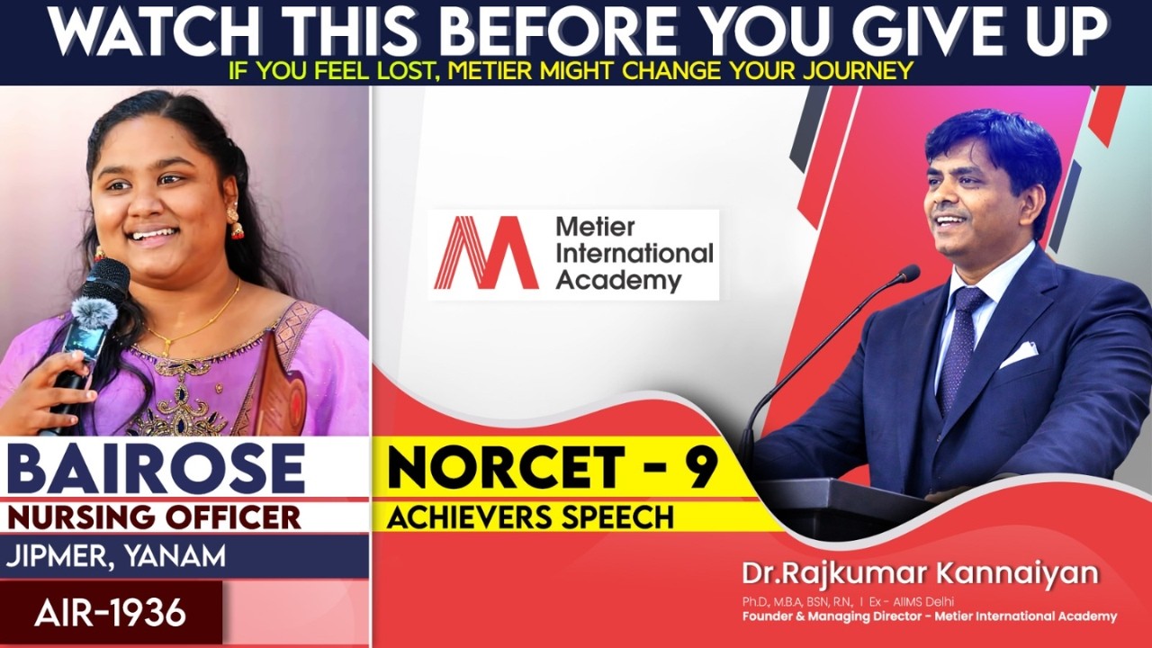 Watch This Before You Give Up 💔  NORCET 9 Achiever Speech | RK Sir | Metier | JIPMER Nursing Officer