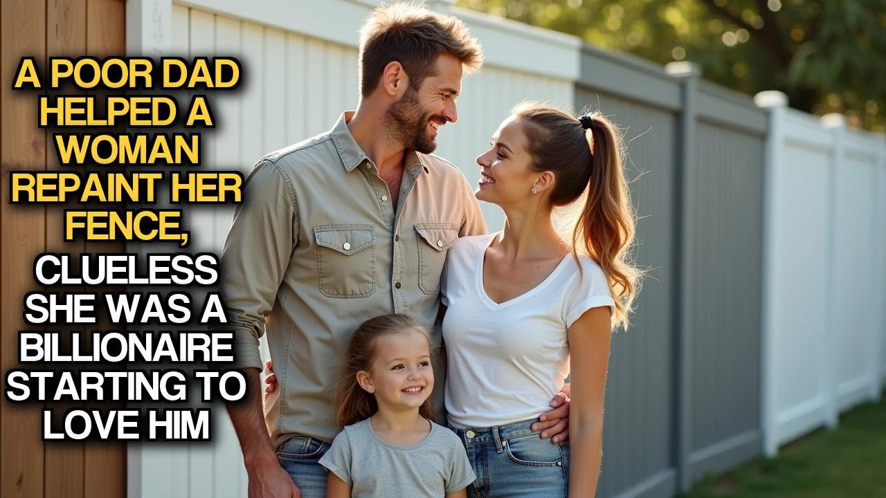 A Poor Dad Helped A Woman Repaint Her Fence, Clueless She Was A Billionaire Starting To Love Him