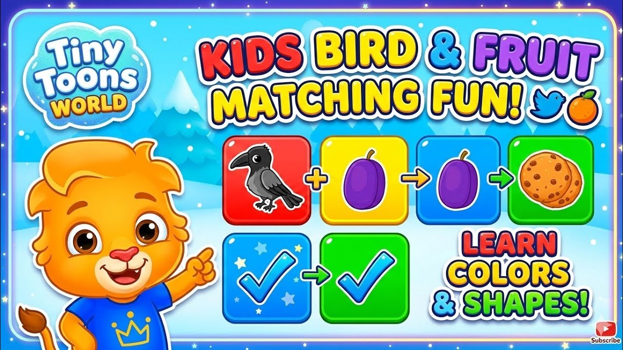 Learn Colors with Birds and Fruits 🍎🐦 | Fun Matching Game for Kids