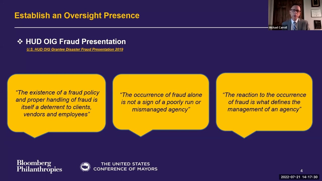 Federal Assistance e311 Webinar on Preventing Fraud, Waste, and Abuse
