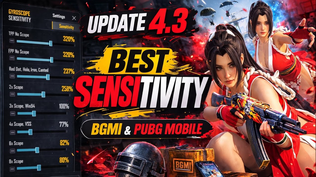 New Update 4.3 Best Sensitivity 🔥Best Sensitivity For Bgmi 2026 🔥Zero Recoil Sensitivity Pubg / Bgmi