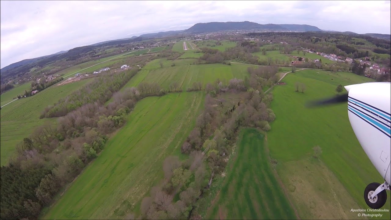 LFGY - Saint-Dié, verticale par le nord ouest, intégration et atterrissage piste 25 - Cessna 172