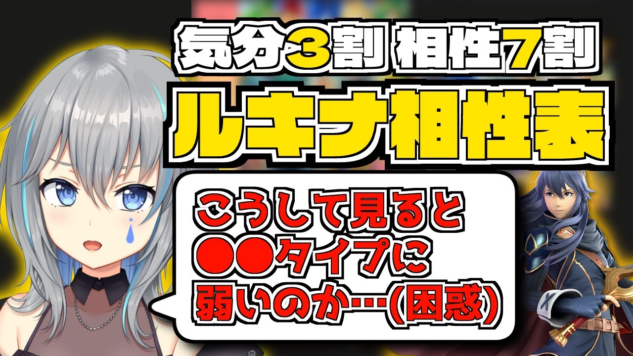 晴地うてんが語るオンのルキナの相性表！ただし気分も含む【VTuber/晴地うてん】#スマブラsp #vtuber #ルキナ