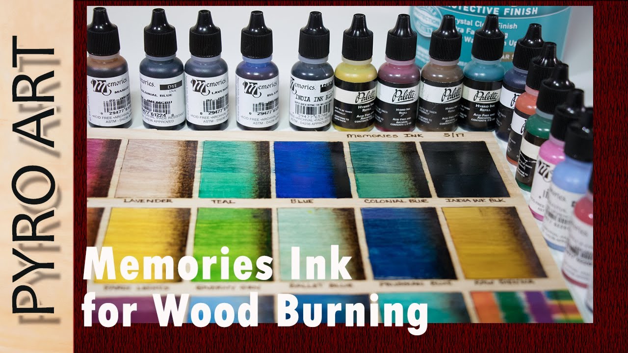 Pyrography: Memories Ink used for adding color to Wood Burnings! See how the inks swatch on wood