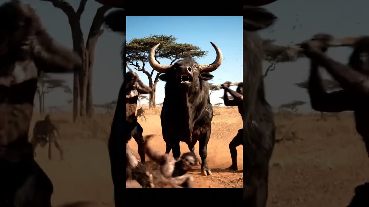 Homo Habilis vs Wild Bull | First Humans Hunting with Stones & Sticks | Prehistoric Survival