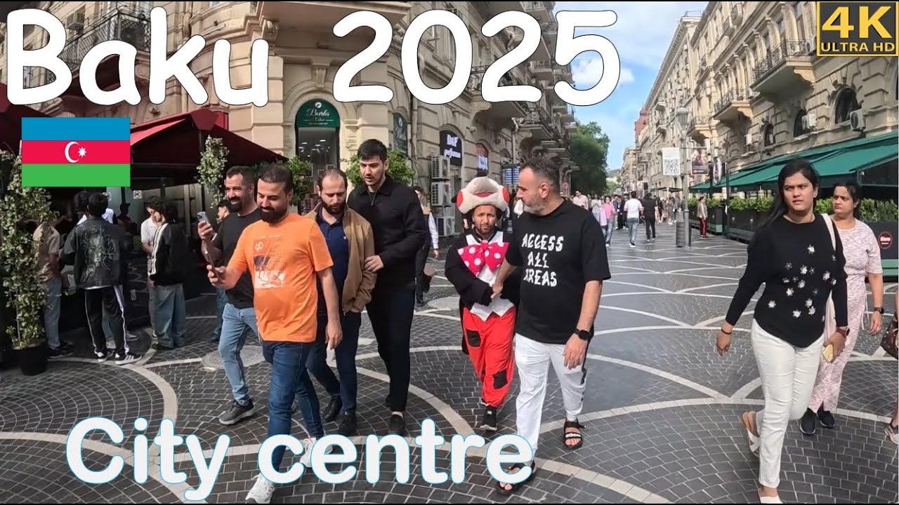 BAKU city centre, TARGOVU walking tour in 4k 60 fps