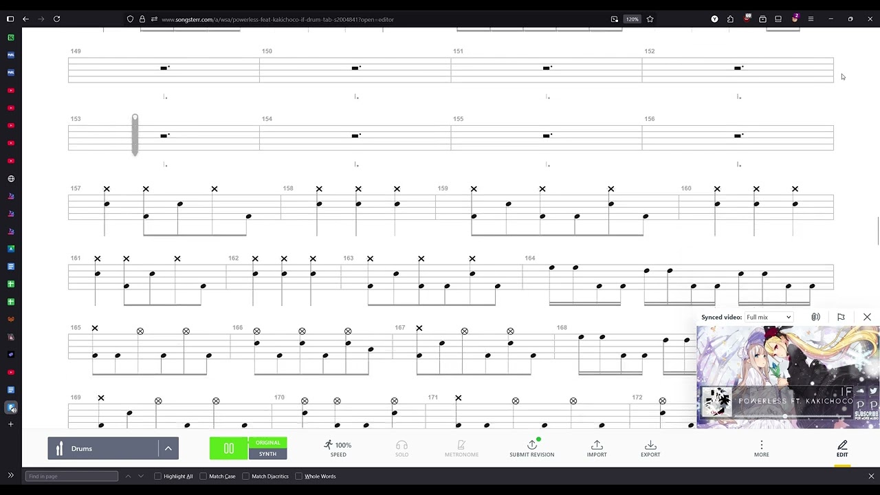IF / Powerless feat. Kakichoco (Drum Sheet)