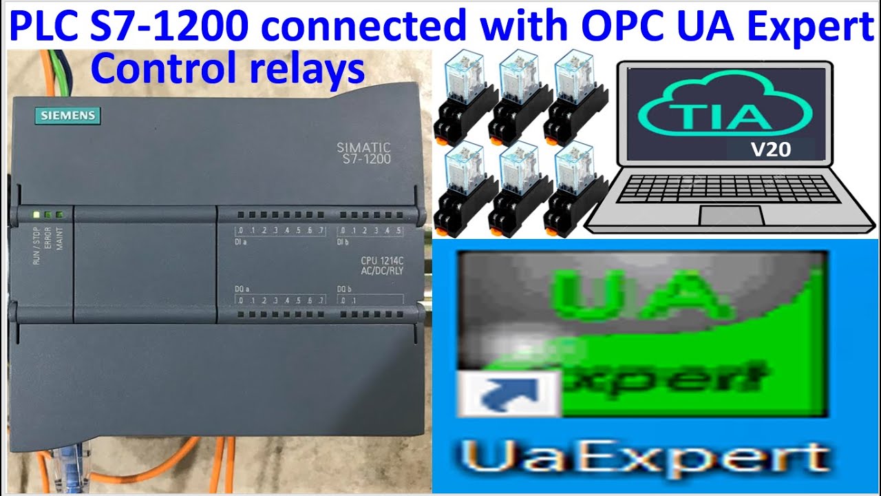 PLC S7-1200 control relays by OPC UA Expert for testing tags