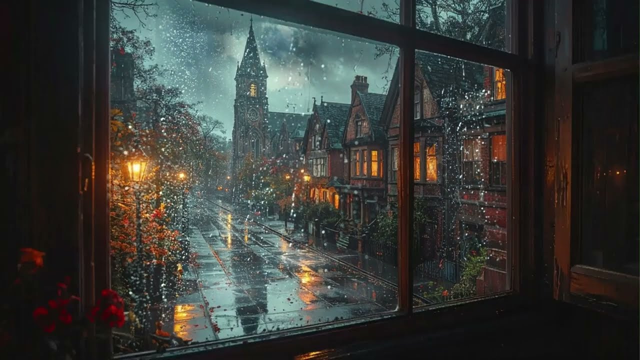 Rainy Street AmbienceㅣRain On WindowㅣHeavy Rain for Sleep, Study, Relaxation, MeditationㅣWindow View