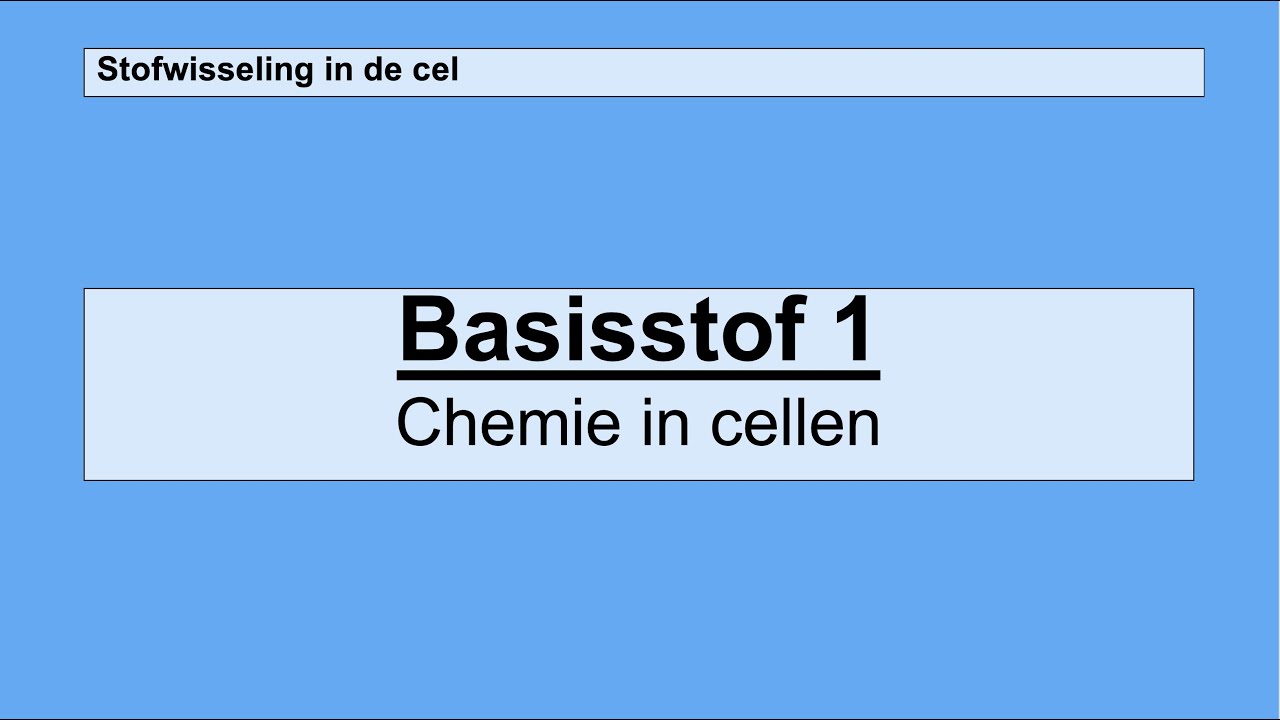 Havo 5 | Stofwisseling in de cel | Basisstof 1 Chemie in de cel