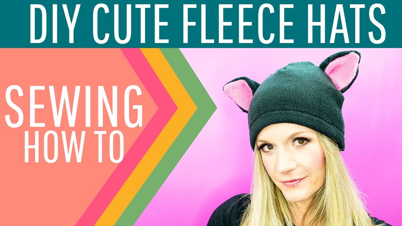 DIY Cute Fleece Animal Hats - free pattern (cat, bear, dinosaur, apple, pumpkin)