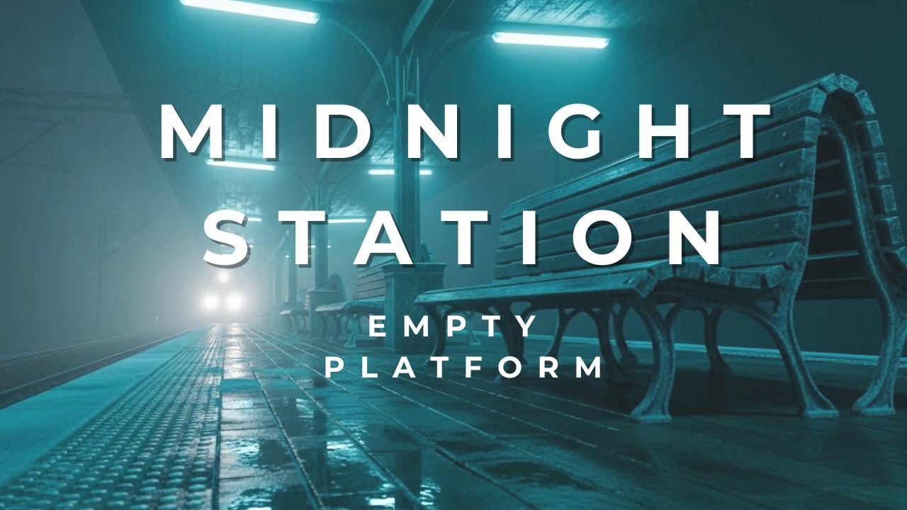 Midnight Train Station Ambience | Empty Platform, Wind and Distant Train for Deep Focus (4 hours)