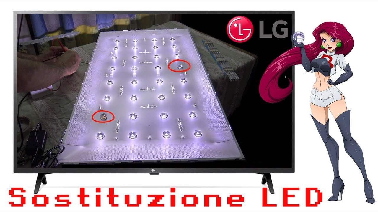 Sostituzione barre LED TV LG 42LY320C con luminosità bassa e farfallii