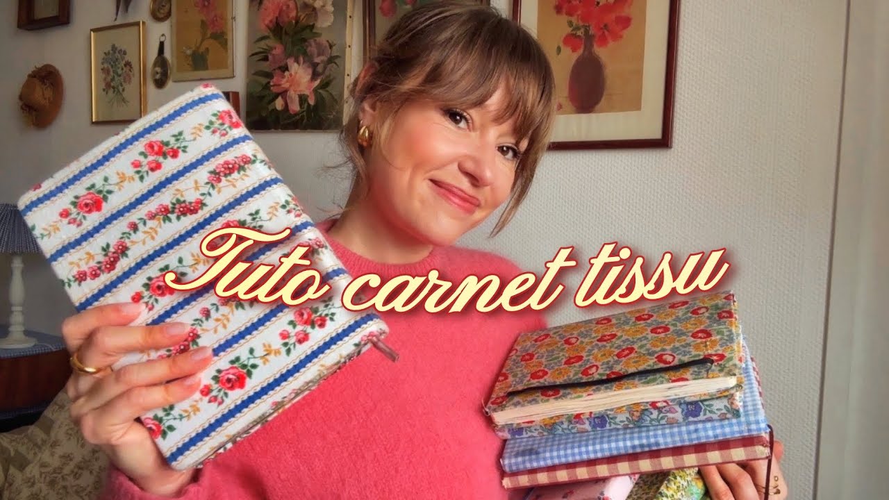 comment recouvrir un carnet de tissu 📗🌸✂️ ✨