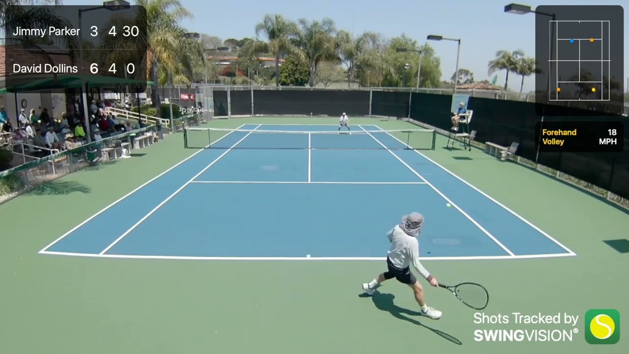 LEVEL 1, Men's 80+ Singles Final.  Parker (1) vs Dollins (3)  HUGE UPSET