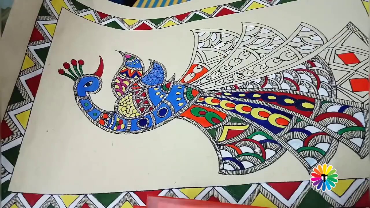 Madhubani painting with artist Trivenika.  Easy step by step tutorial for beginners.