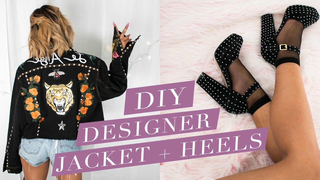 DIY Designer Gucci Patch Jacket & Studded Saint Lauren Heels | DIY | Nava Rose