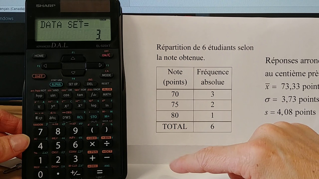 Moyenne et écart type avec une calculatrice Sharp