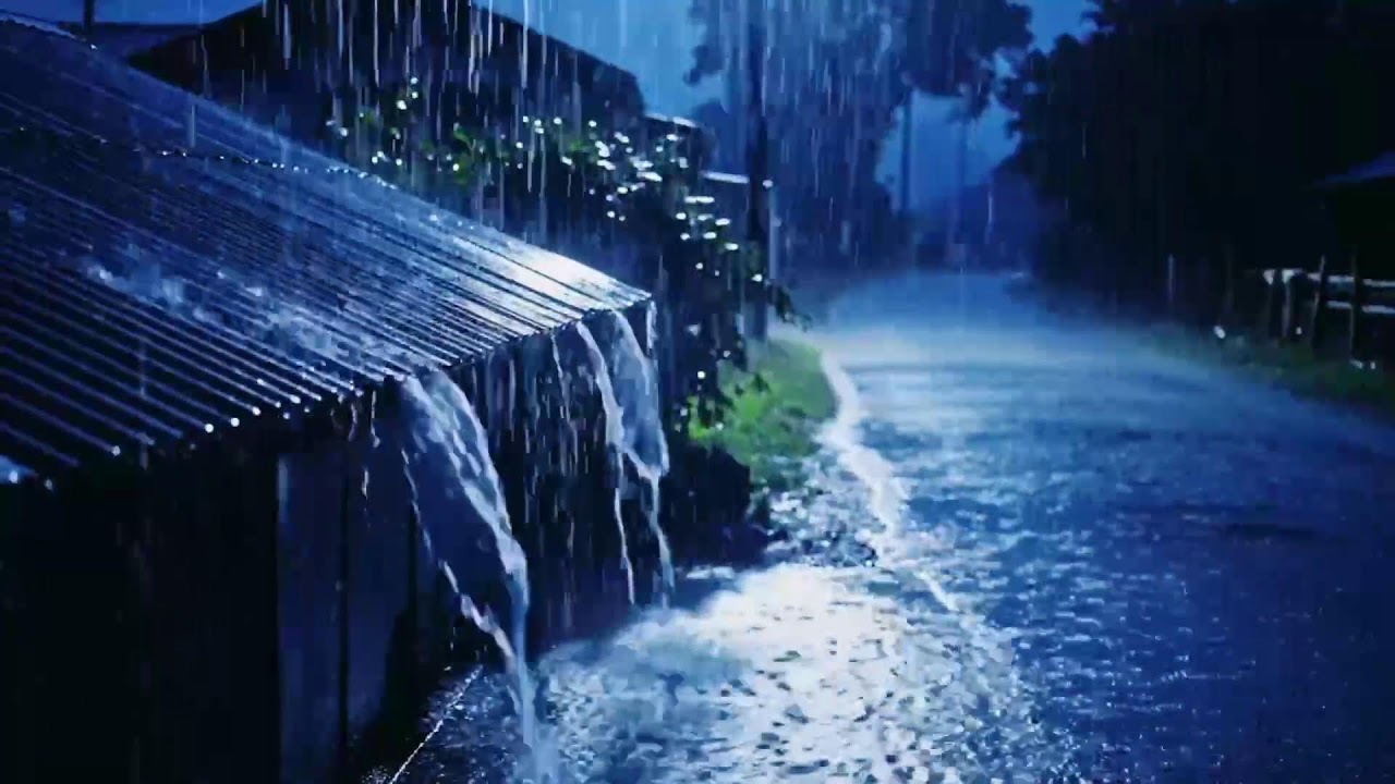 Deep Night ASMR: Heavy Rainfall Embracing Quiet Villages Beneath a Calm and Endless Sky 54