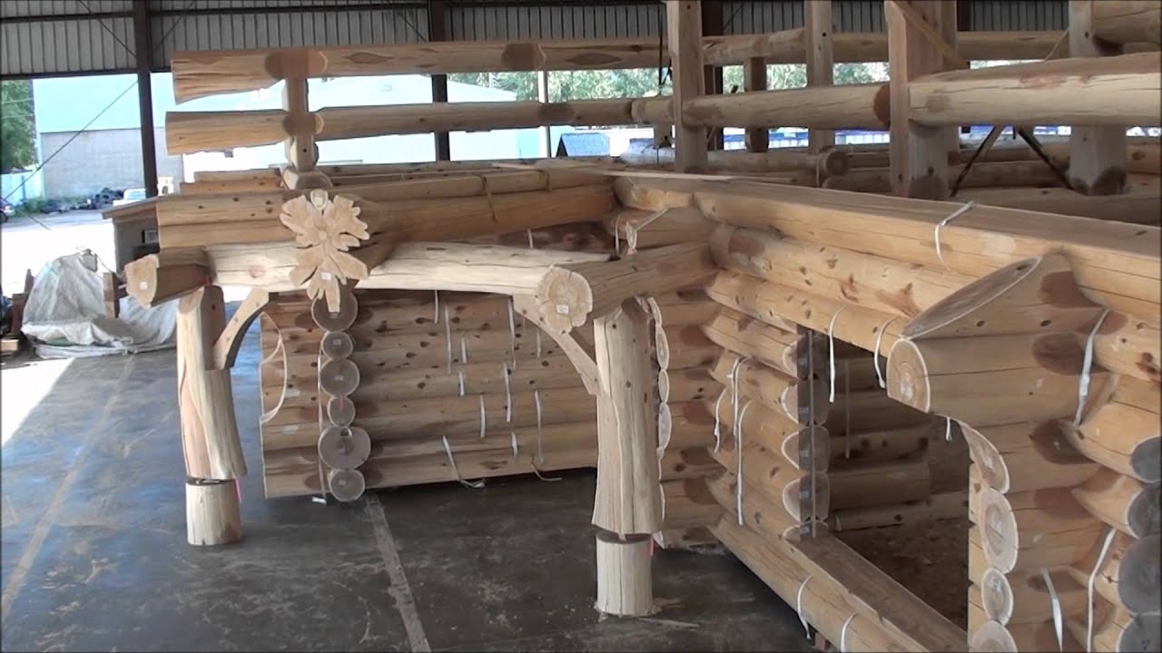 spectacular log home with massive roof beams.wmv