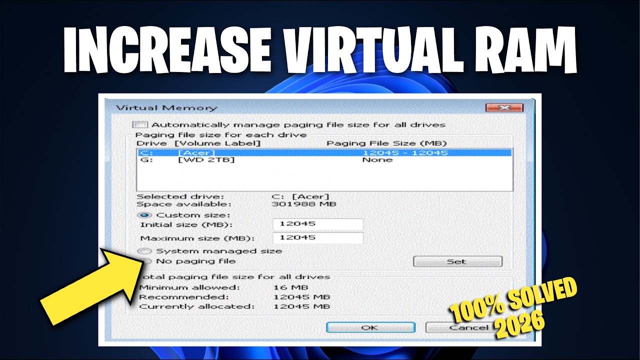 BEST Virtual Memory Paging File Size for 4GB, 8GB, or 16GB RAM in Windows 10/11