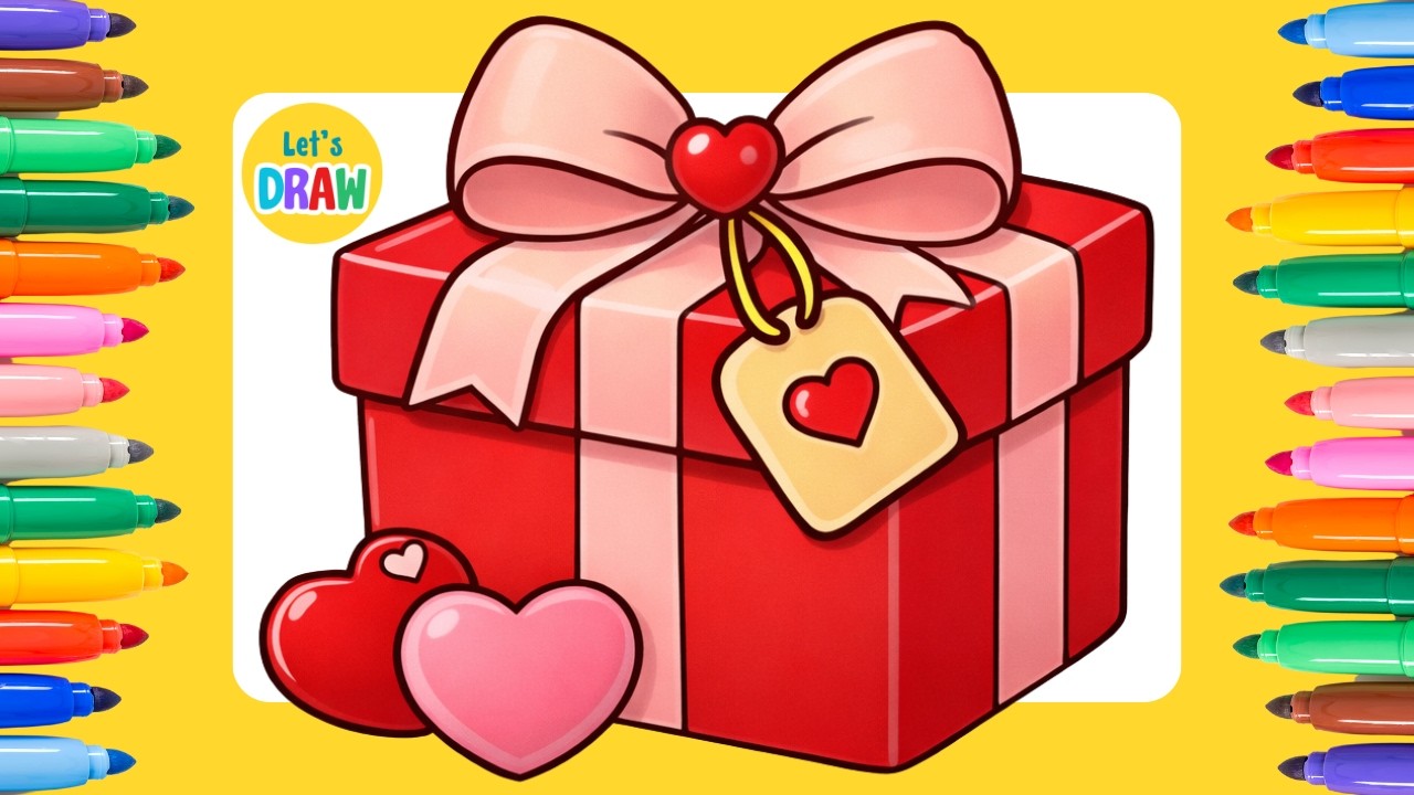 How to Draw a Cute Valentine's Day Gift Box | Easy Cute Drawing Tutorial ✏️🎨
