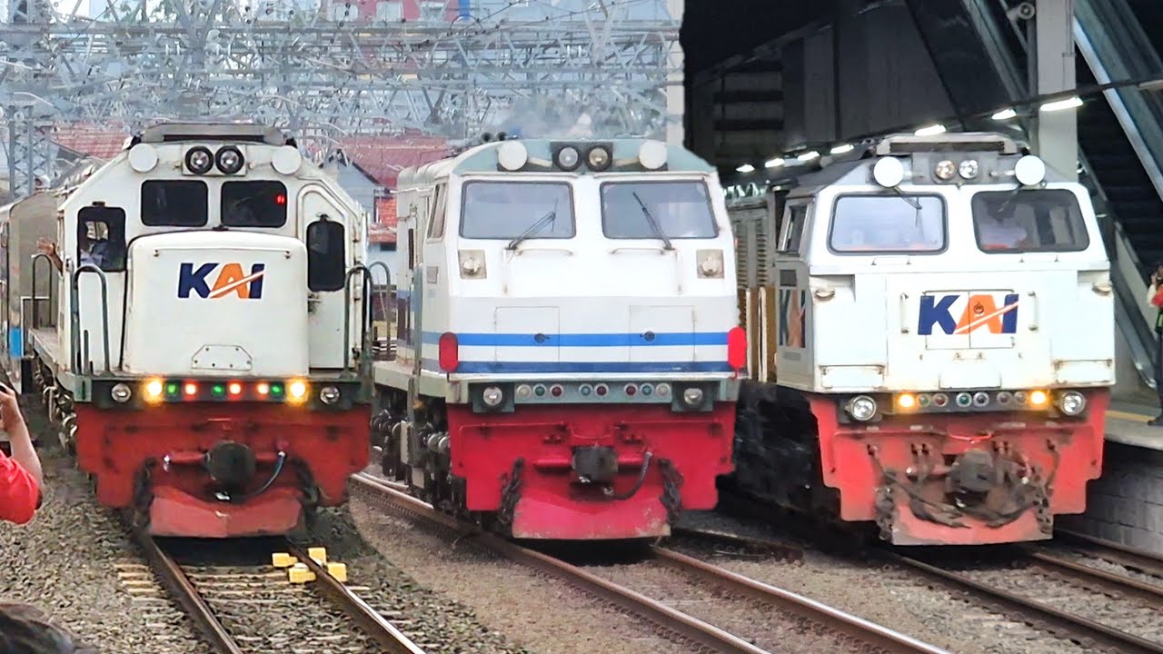 Kumpulan Kereta Api & KRL di Stasiun Jatinegara Jakarta : Lokomotif Livery Spesial & Masinis Ramah !