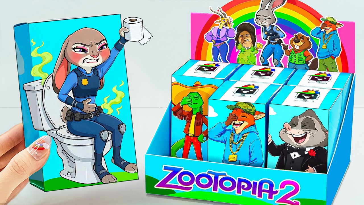 💖Paper DIY💖 JUDY HOPPS x NICK WILDE in the Toilet Zone 🚽 Unboxing ZOOTOPIA 2 FUNNY BOX pt.2 | ASMR