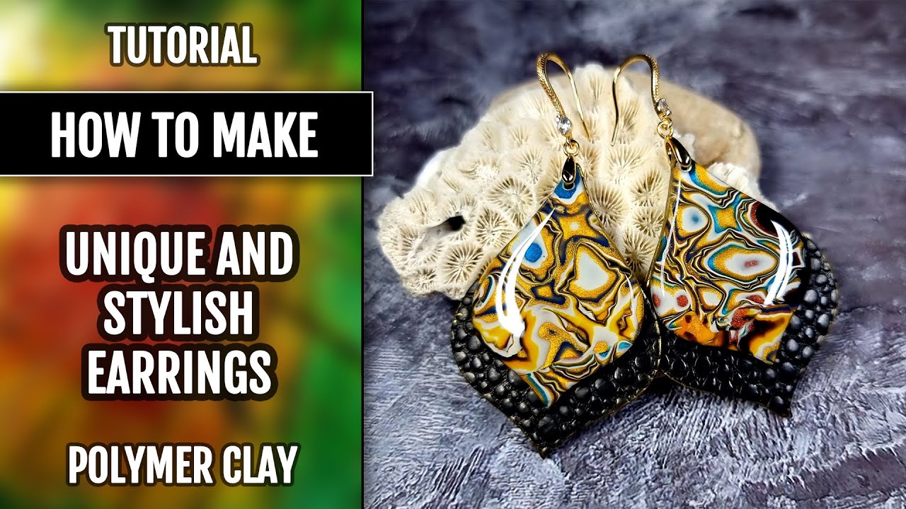 💥💥💥Stylish Earrings in Mokume Gane Technique - Polymer clay tutorial
