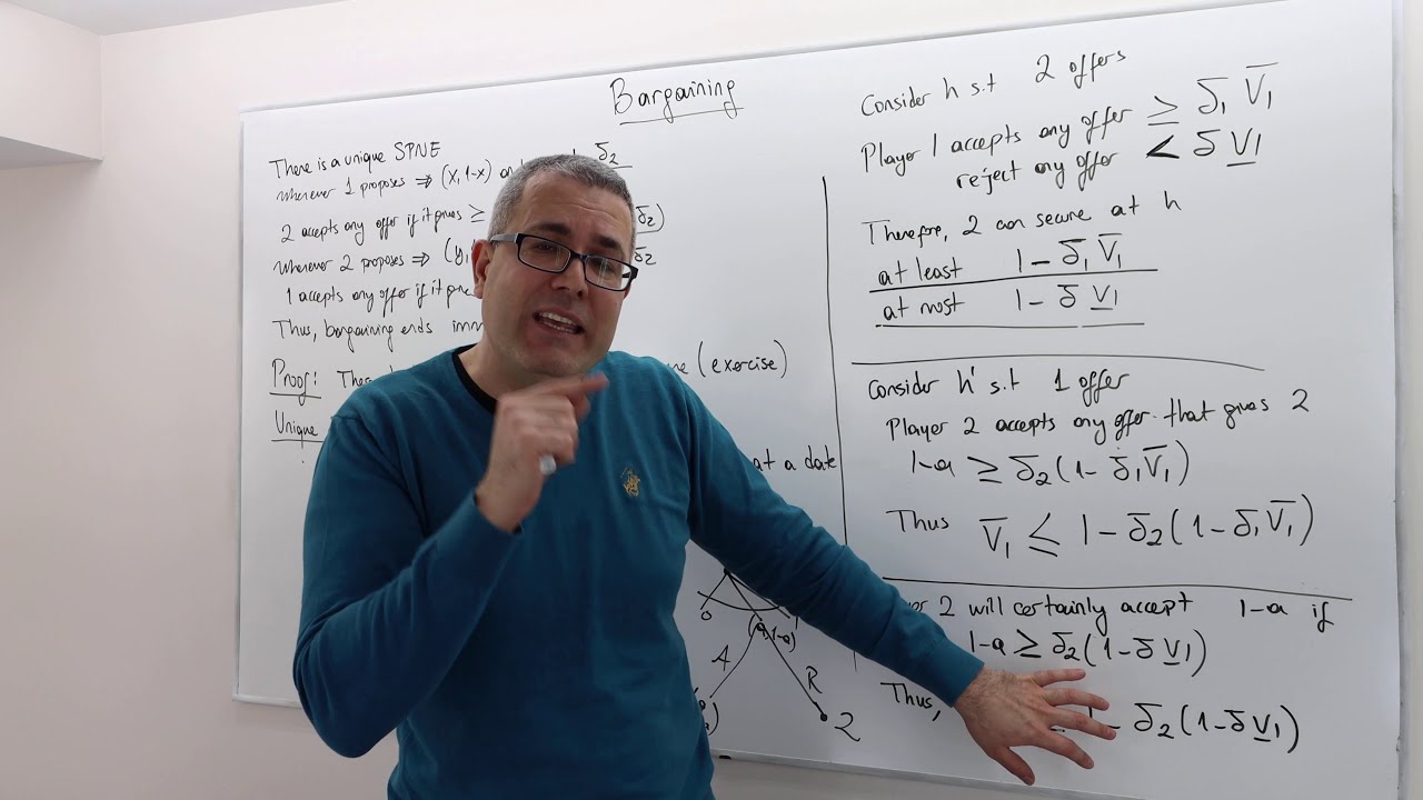 (AGT3E8) [Game Theory] Solving Rubinstein's Infinite Horizon Alternating Offer Bargaining Game