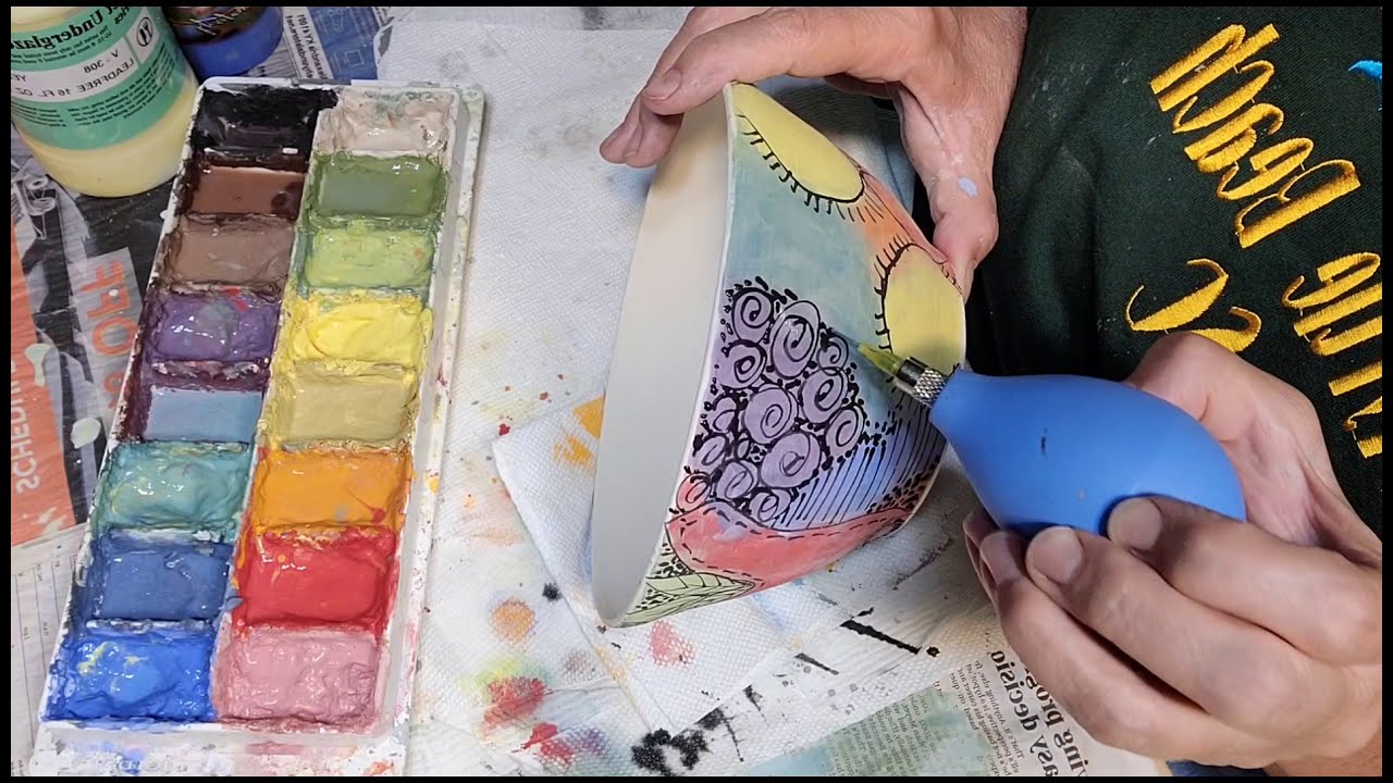 Whimsical Doodle Bowl w/Underglazes