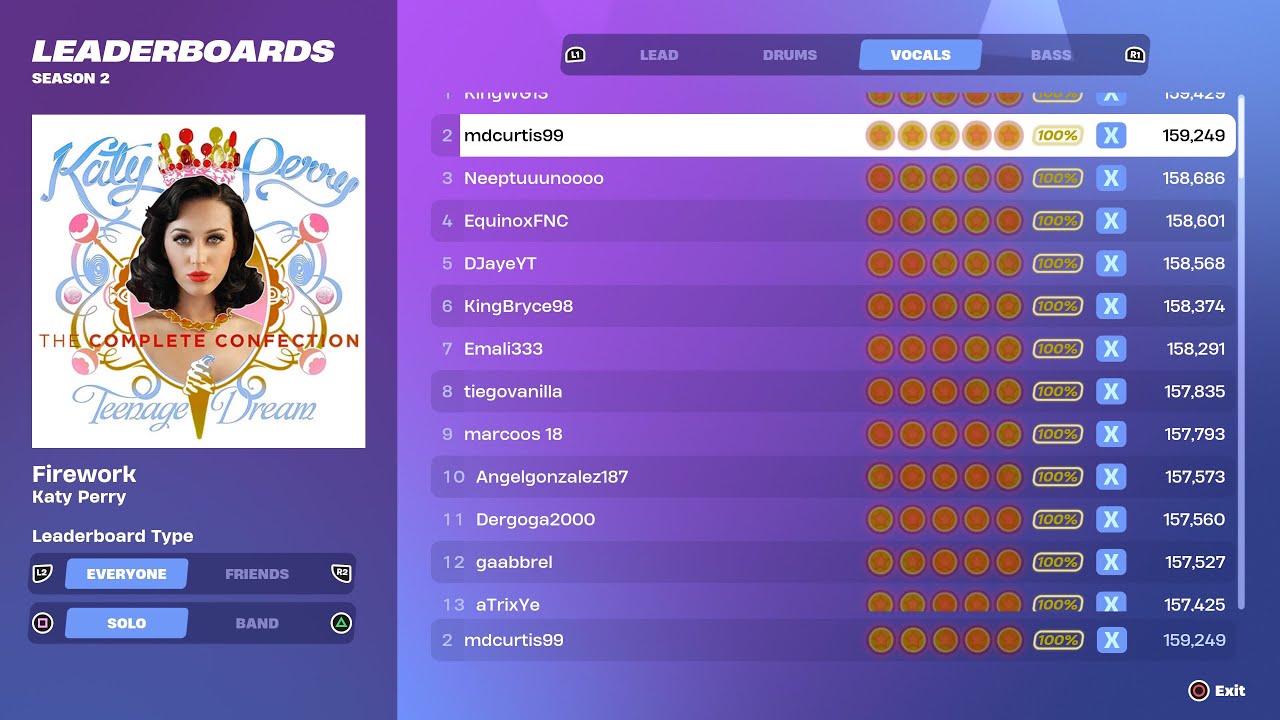 [Fortnite Festival S2] Firework Expert Vocals 100% FC World Record
