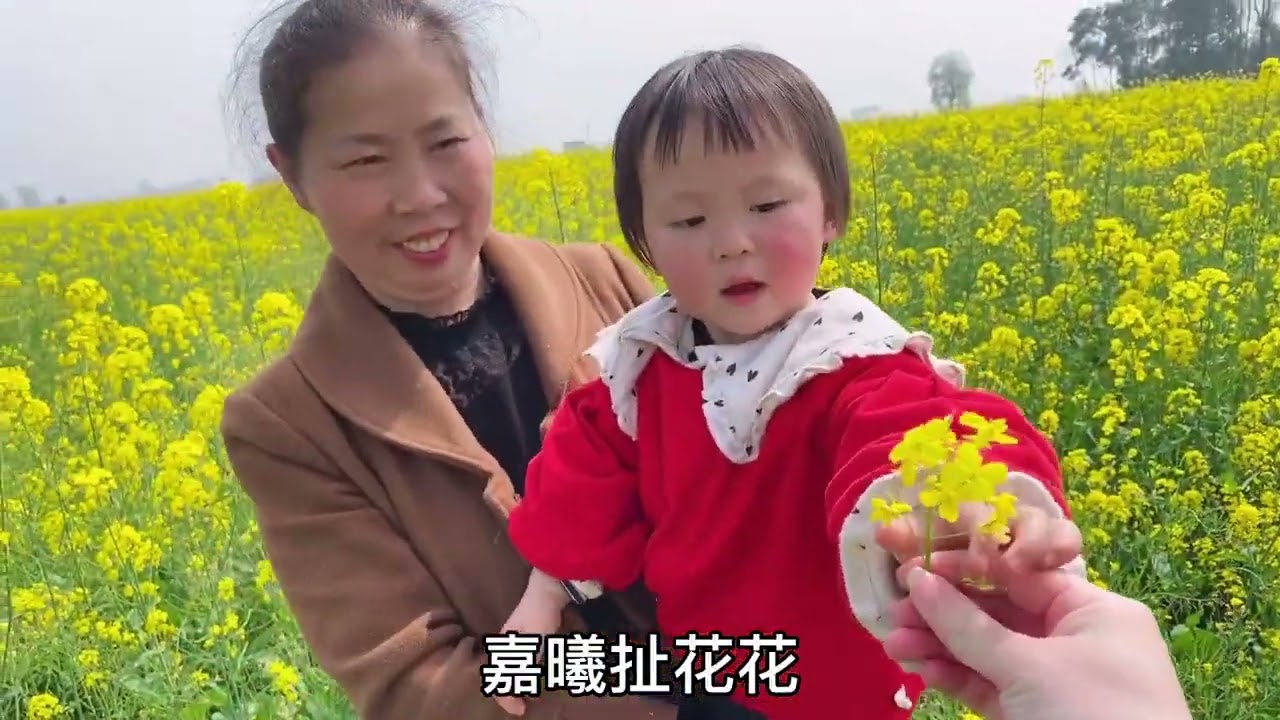 小娜带嘉曦去看油菜花，因为疫情未举办菜花节，周末人还是挺多的 #油菜花  #菜花节  #二月二龙抬头